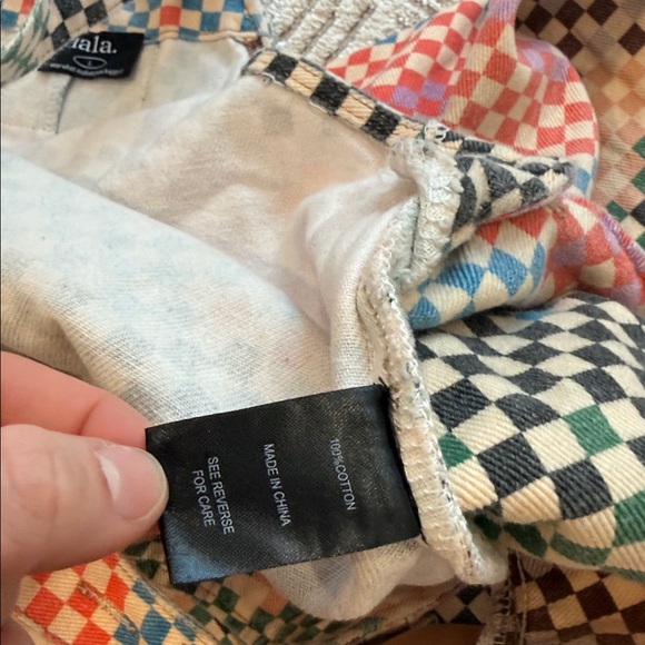 Dressed in Lala Big Feelings Oversized Denim Overalls Rainbow Checkerboard - Picture 6 of 9